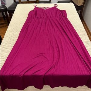 Women’s Plus Size Spaghetti Strap Magenta Maxi Dress